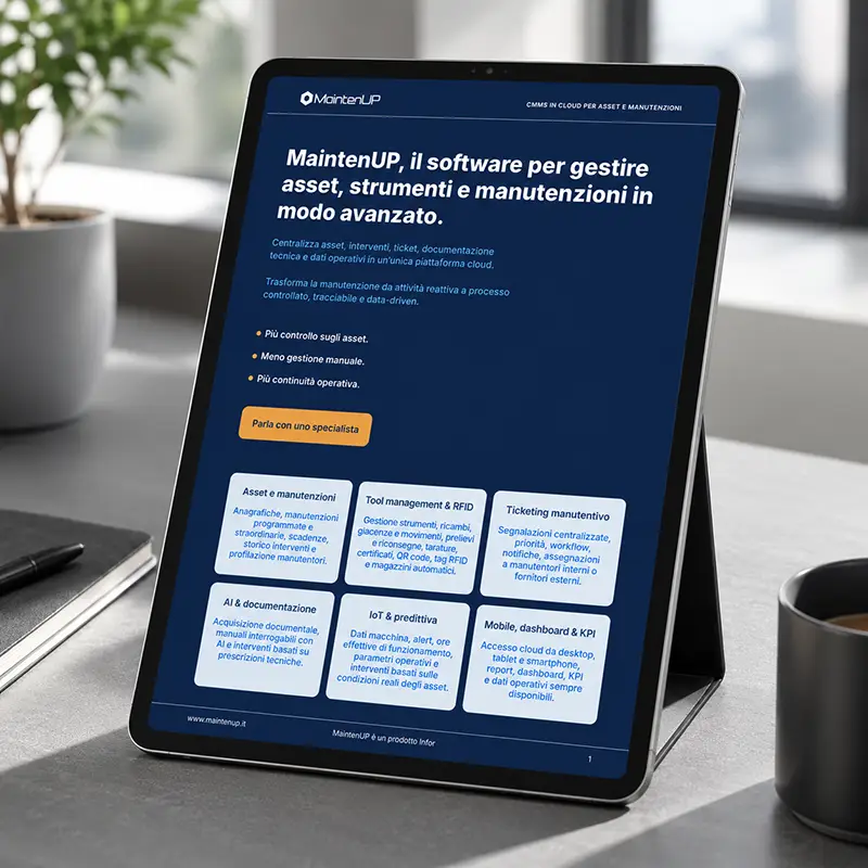 mokup scheda prodotto MaintenUP  su tablet